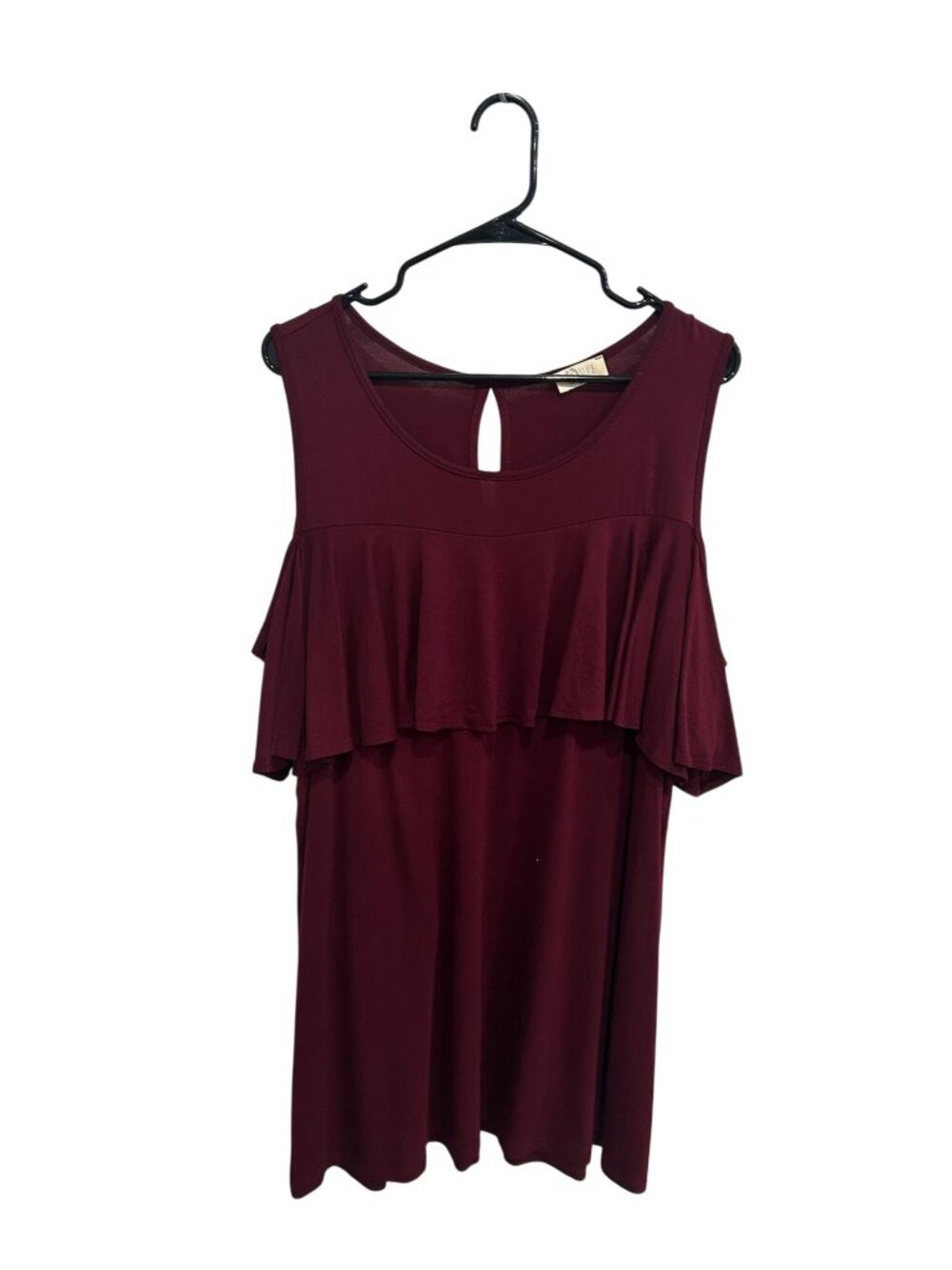 Be Stage 3XL Burgundy Sleeveless Ruffle Cold-Shoulder Dress Boho Chic Soft Girl